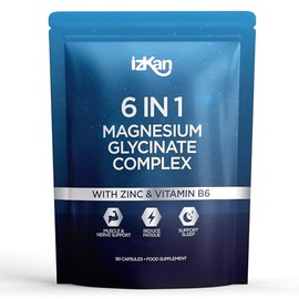 Magnesium Glycinate 6 in 1 Supplement -1500mg as Bisglycinate Citrate & Malate | 352 mg Elemental Magnesium | Ashwagandha Zinc & B6 Quality Sleep Muscle Health & Immune Support 90 Vegan Capsules (1)