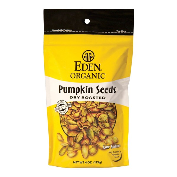 Eden Organic Pumpkin Seeds, Dry Roasted, 4-Ounce Resealable Bags (Pack of 15)