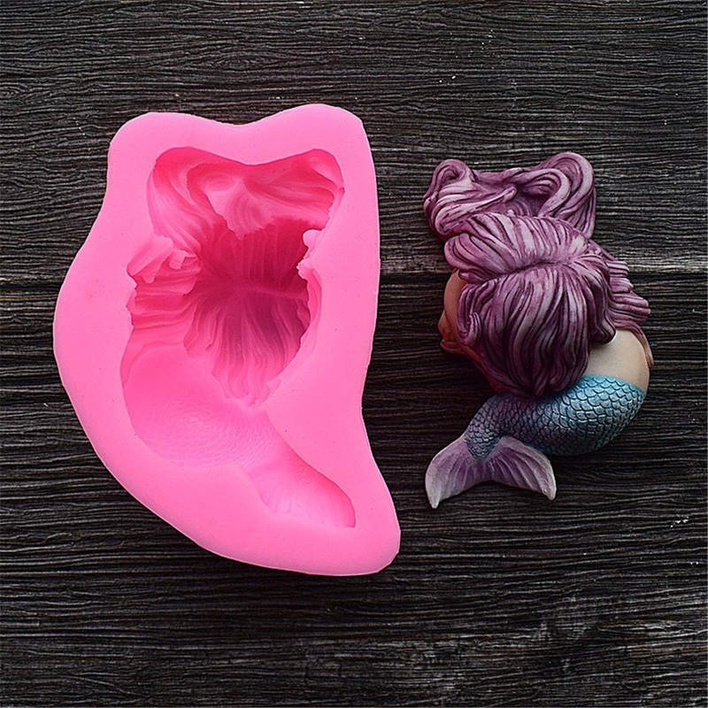Runloo - Molde de silicona para jabón de sirena, diseño