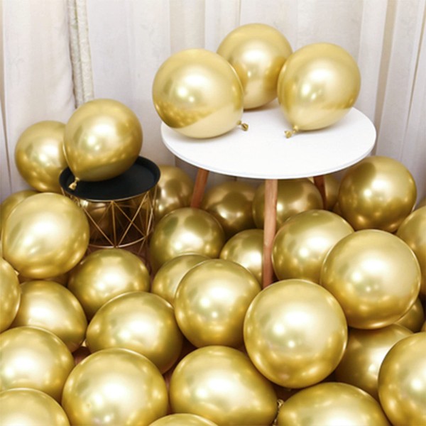 100 Pcs 10 Inch Mini Metallic Gold Balloons,Romantic Baloon Decorative