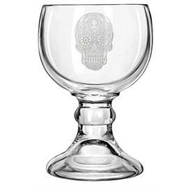 Amehla Schooner Beer Glasses Michelada Set - Laser Etched Dia De Los Muertos Skull Engraving - 21-ounce Large Margarita Glass, Beer Glass for Coronarita, Fish Bowl Glasses for Drinks - Set of 2