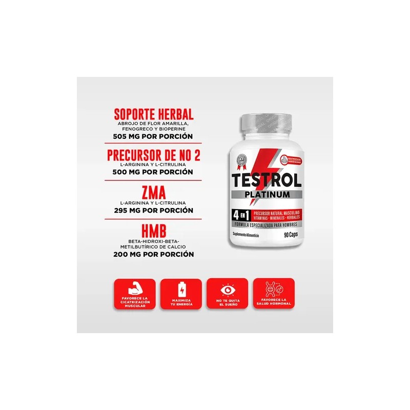 Testrol Platinum Cápsulas Potenciador Masculino Natural