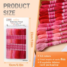 Dercuy Embroidery Floss,12 Skeins Red Embroidery Thread,Friendship Bracelet String for DIY Making,Embroidery Crafts