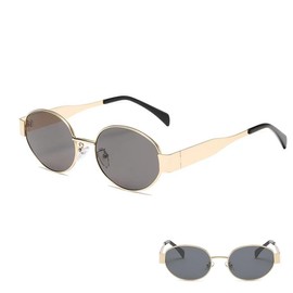 BIKPRST Retro Sunglasses for Men and Women Oval Metal Trendy Classic Protection Sunglasses
