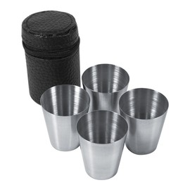 TOPINCN Juegos de Tazas 30ml Taza de Café de Té de Acero Inoxidable Portátil Bolsa de Jarra de Cerveza Apilable Reutilizable para Viajes Apto para Lavavajillas(4 Piezas)