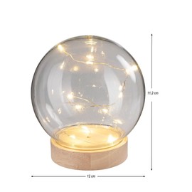 Ideen mit Herz LED Wooden Pedestal Round with Ball Diameter 8.3 cm Height 2 cm with 10 LEDs in Warm White