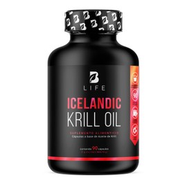 Aceite de Krill Puro 90 cápsulas 1000 mg. Ingredientes naturales: Astaxantina y Alta Concentración Omega 3 EPA y DHA. Icelandic Krill Oil B Life.
