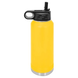 Polar Camel 32 oz Stainless Steel Water Bottle with Flip Top Lid and Straw (Yellow)