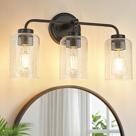 ALAISLYC 3-Light Bathroom Vanity Light Fixtures, 18 Inch Black Vanity Light