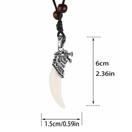 STWTR Wolf Headband Teeth Viking Necklace Indiana Teeth Tribe Jewelry Pendant Necklace