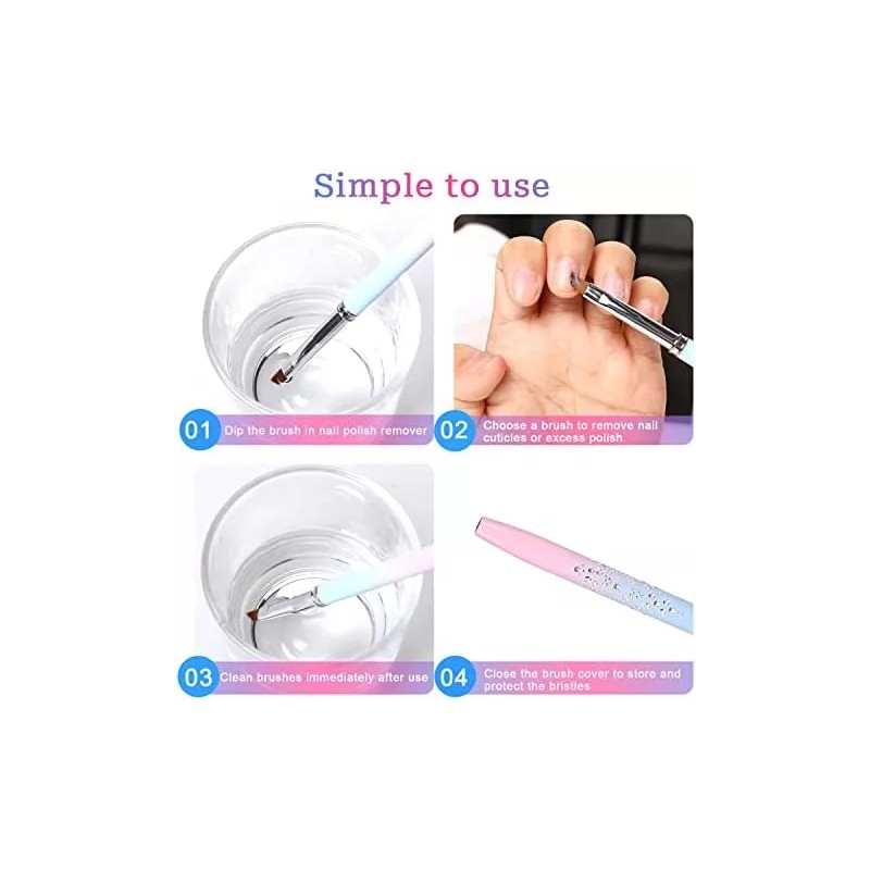 Sliverdew Nail Art Clean Up Brush, 2 Cepillos De Limpieza