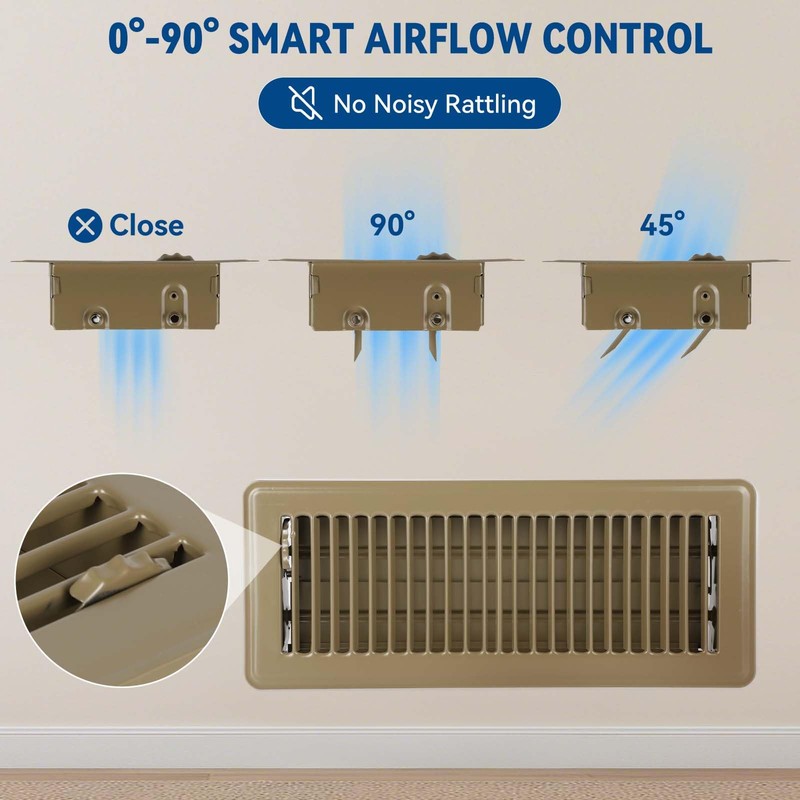 4" x 12" Floor Register Vent Covers 6-Pack, Walkable Powder-Coated