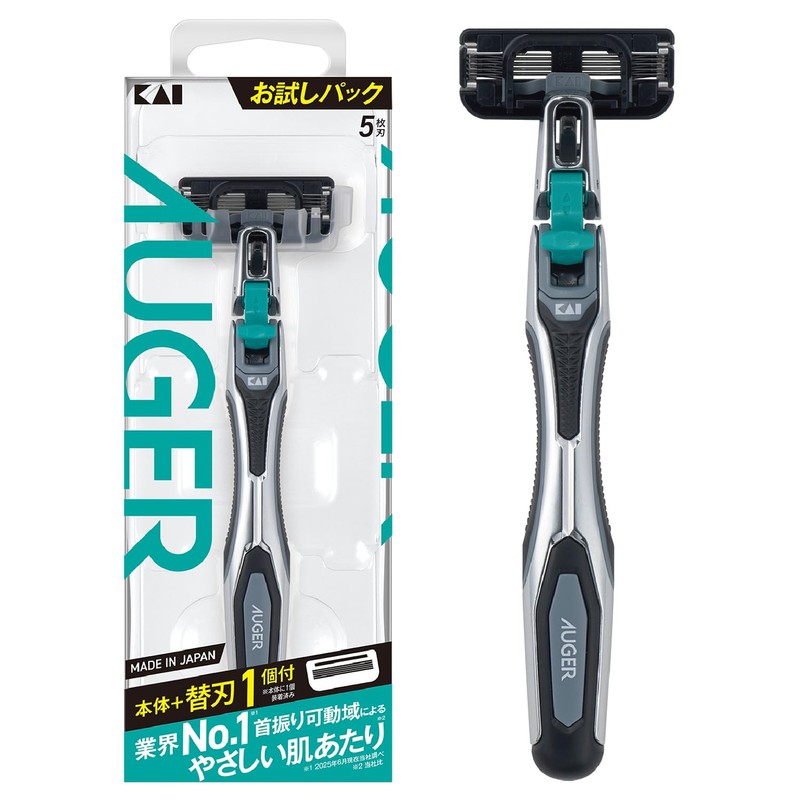Kai Corporation AUGER Razor Holder + 1 Replacement Blade, Men's