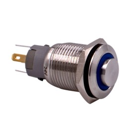 Momentary Push Button Switch, URTONE UR168, 1NO1NC Stainless Steel Shell with 24V Blue LED Ring Suitable for 16mm 5/8" Mounting Hole, Include Socket