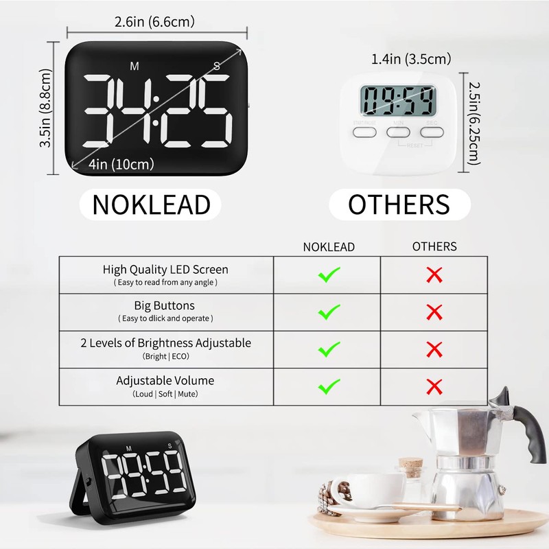 NOKLEAD Digital Kitchen Cooking Timer - Magnetic Countdown Count Up