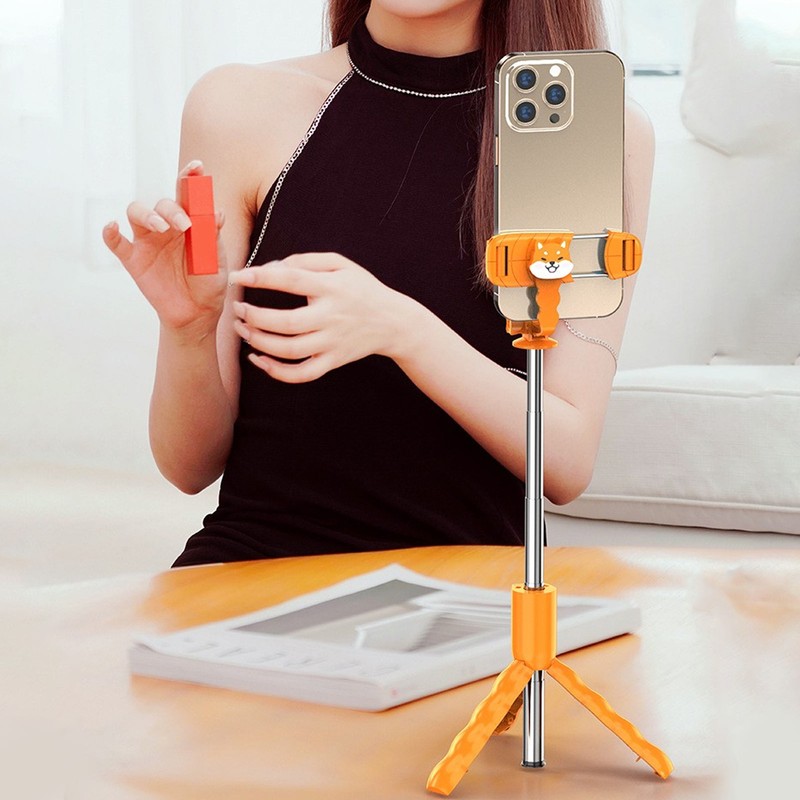 Cute Cartoon Puppy Selfie Stick Tripod 26.4 Inch Extendable Handheld