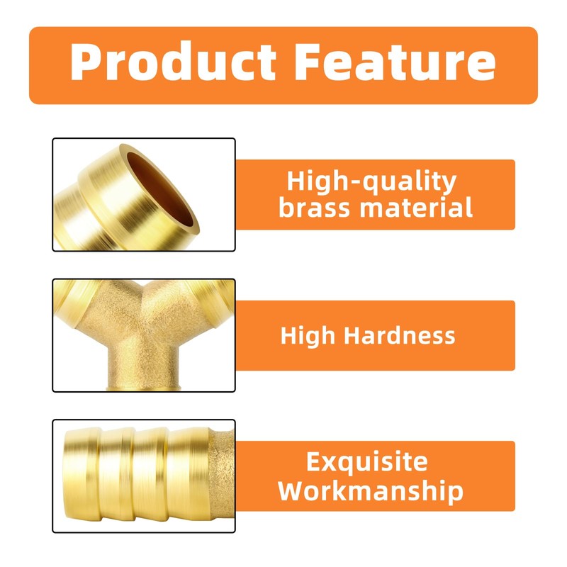 GASHER 10Pcs 4mm Brass Hose Barb, 3-Way Y-Shaped Hose Fitting