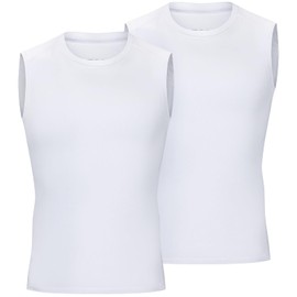 Anawakia Youth Boys Sleeveless Compression Shirt Quick Dry Basketball Football Undershirt Kids Athletic Tank Tops Base Layer Vest(XL,2 Pack:White White)