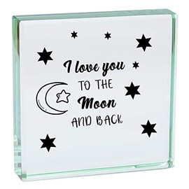 I LOVE YOU TO THE MOON AND BACK Glass Ornament Romantic gifts presents for him her Mothers Fathers my your Girlfriend Boyfriend Wife Husband Fiance Birthday Day Wedding Anniversary
