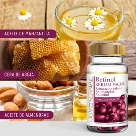 JUVETERNAL Cpsulas Faciales de Retinol 2x1 90 cpsulas cu Twist-Off Suero Facial Antiedad y Antimanchas, Renueva, Suaviza y Unifica el Tono de la Piel 