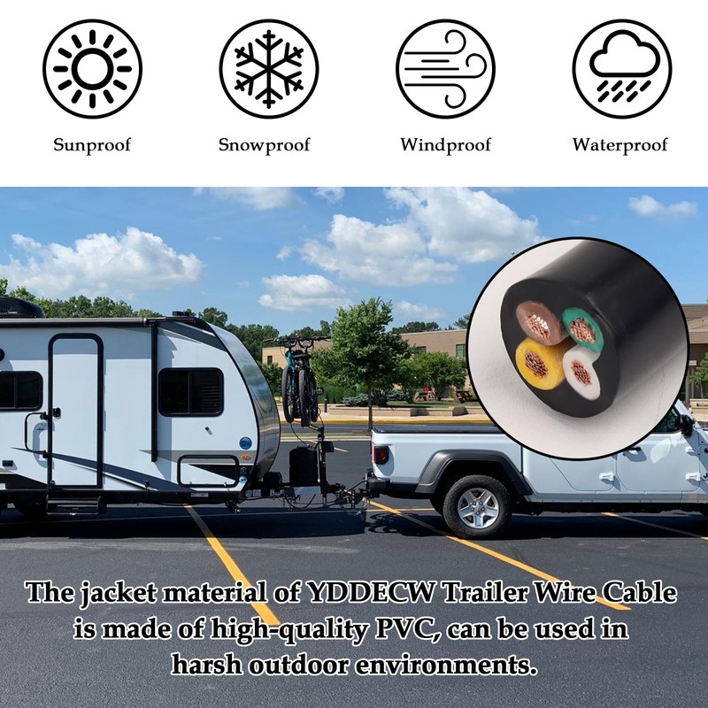 4 Way Trailer Wire - 14 Gauge 4 Conductor 30FT