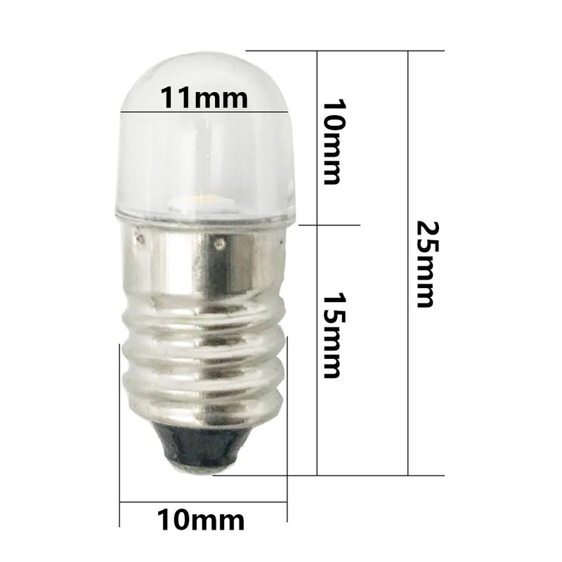 GutReise DC E10 LED Bulbs, 10pcs E10 Replacement Light Bulbs