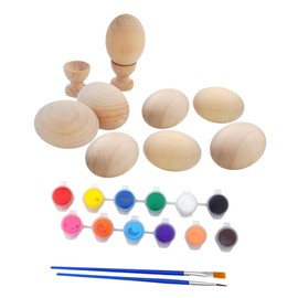 Dickly 8Pcs Unfinished Wood Eggs Fillable Easter Eggs Craft Supplies Empty Easter Eggs for Birthday