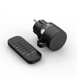 sonero Funksteckdosen mit Fernbedienung Aussen, Outdoor Set, 2300 Watt, 230V, 1 x Steckdose mit Funkfernbedienung, IP44, 30m Reichweite, Stromsparen, Schwarz