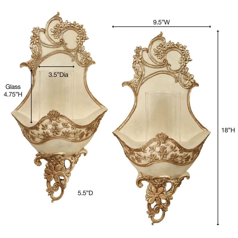 Floressa Ivory Gold Metallic Wall Sconce Pair
