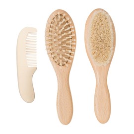 Vaguelly 1set Wool Brush Comb Kit for Bathing Soft Scalp Massage Tools Handle Gentle Cleaning Brush for Boys and Girls Adults Care