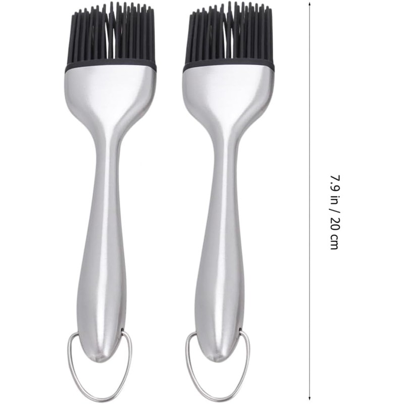 Garneck 2piezas Brochas De Silicona Mango De Acero Inoxidable Brocha