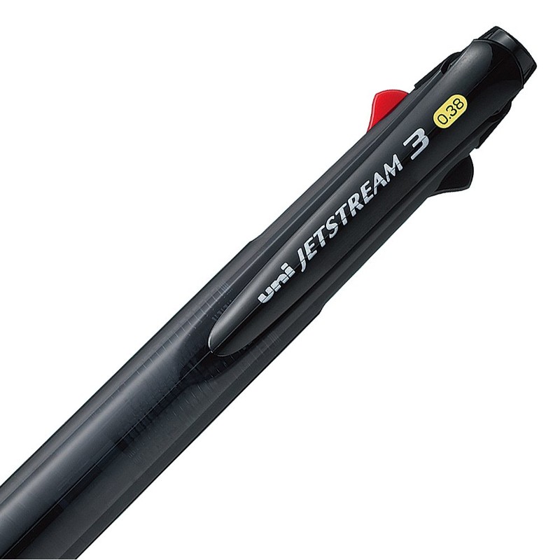 Mitsubishi Pencil Tri-Color Ballpoint Pen, Jetstream 0.38, Transparent Black, Easy
