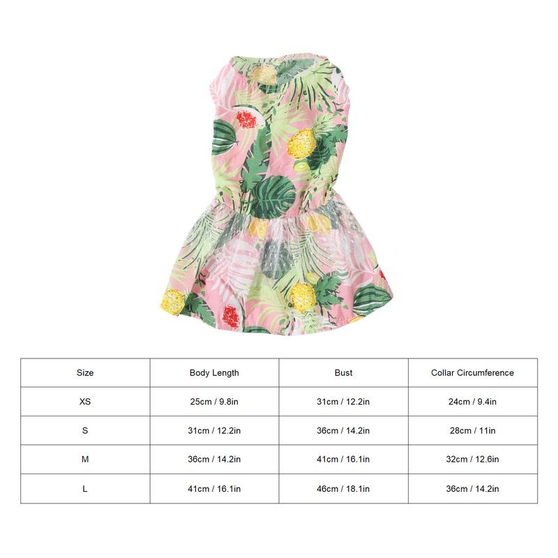 Dog Dress Romantic Classic Leaf Pattern Soft Comfortable Doggie Princess
