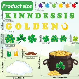 Jacyan 155PCS St.Patrick's Day Bulletin Board Decoration Set Shamrock Bulletin Board Decoration Kindness is Golden Cutouts for Bulletin Board St.Patrick’s Party Supply Classroom Chalkboard Wall Decor