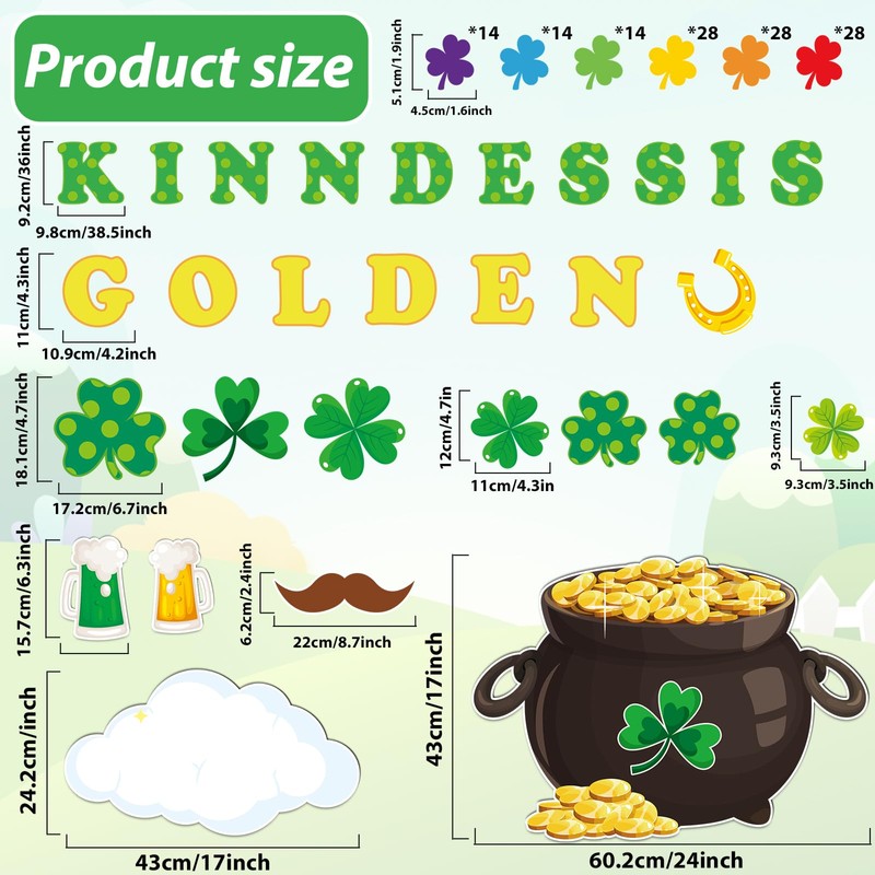 Jacyan 155PCS St.Patrick's Day Bulletin Board Decoration Set Shamrock Bulletin