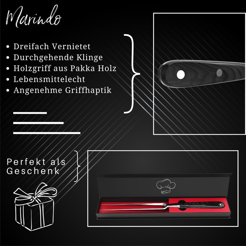 Marindo Professional Meat Fork, Stainless Steel, 31.5 cm, Meat Fork