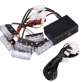 YUANYE 3LED*4/3LED*6 12V Car Grille Strobe Light LED Head Mini Flash Lamp Daytime Running Light Police Emergency Warning Flashing Warning Signal Light (3LED*6, Blue)