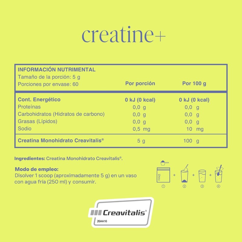 RESET WELLNESS CREATINE+ Sin Sabor 300 G