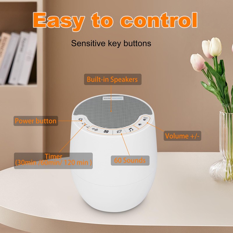 BIGMONAT White Noise Device with Remote Control, 60 Natural Soothing