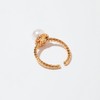 Jewlure Pearl Ring with Twisted Gold Band, 18K Gold plated