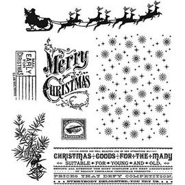 Stampers Anonymous Tim Holtz Cling Rubber Stamp Set, Christmas Nostalgia, 7 by 8.5-Inch