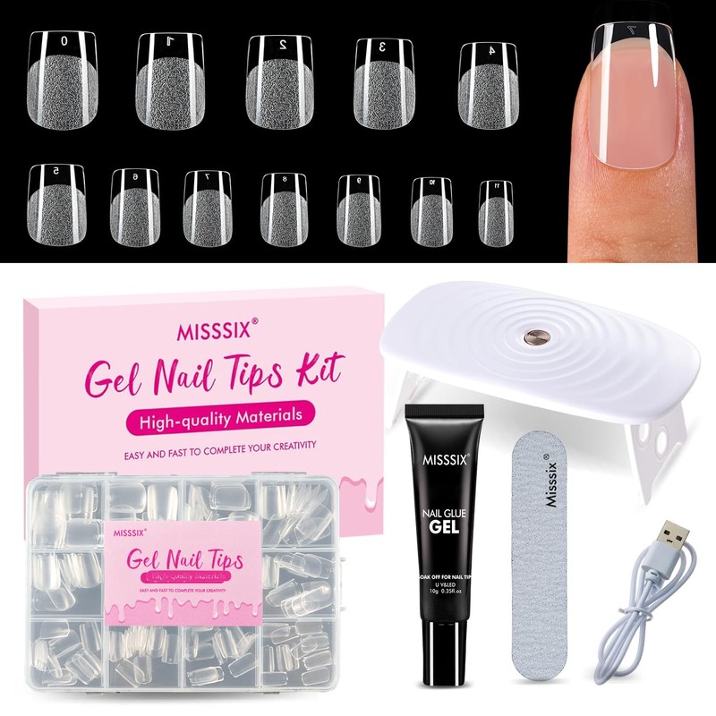 Misssix Kit de puntas de uñas de gel cuadradas extra