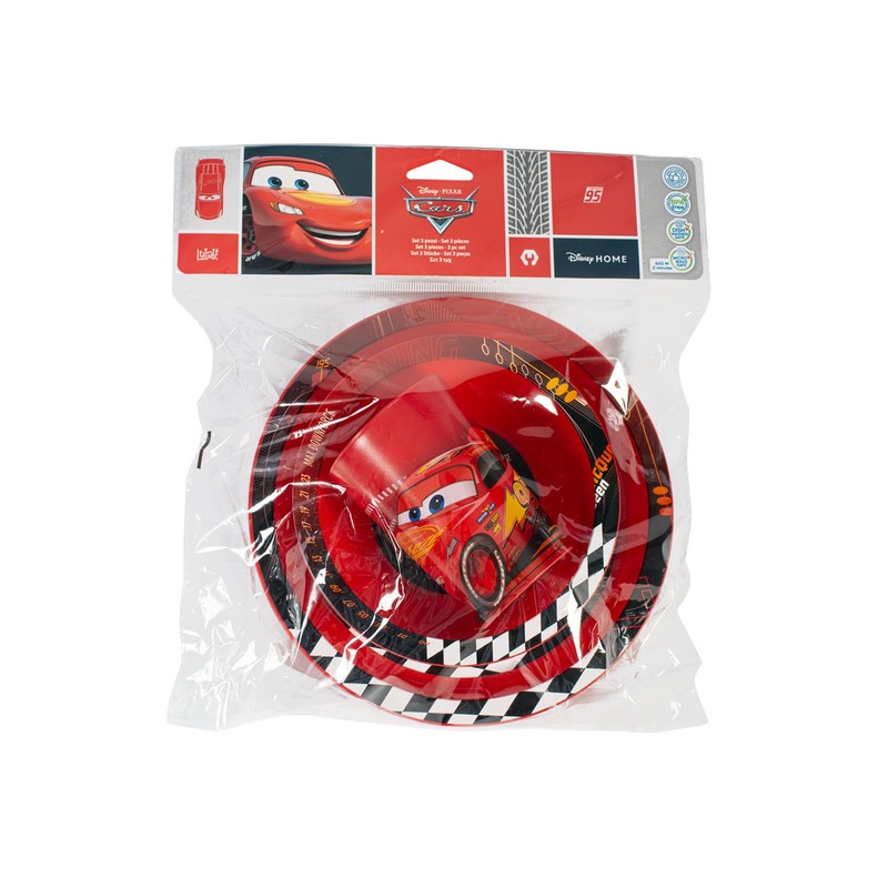 Lulabi Cars Boys 3 Piece Set Polypropylene Red Decorated