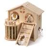 Guinea Pig Hideout, Wooden 2-Tier Guinea Piggy Castle House Habitat