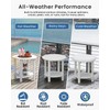 BIVODA HDPE Round Outdoor Side Table, 18.1-Inch Weatherproof Small Outdoor