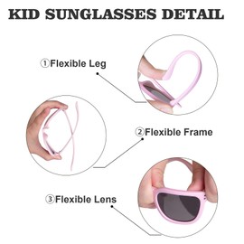 GOZINA Kids Polarized Sunglasses, Small Kids Sunglasses UV Protection Boys Foldable Sunglasses Girls Pink Babiators Sunglasses Sunglasses Strap for Baby Toddler Infant and Children Age 2-10 (Pink)