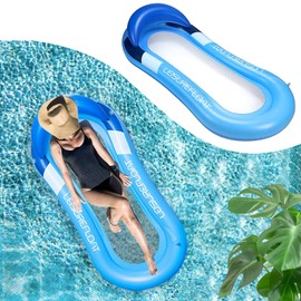 Inflatable Water Hammock, Inflatable Swimming Bed with Mesh, Floating Lounge Chair, Air Mattress Pool Water Adults, Pool Hammock, Water Bed for Beach, Lake, Parties