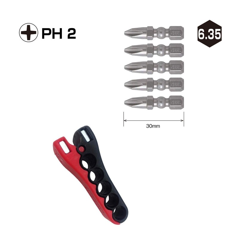 VESSEL EIBMG30PH2K5 Impact Ball PH2 30mm Bit Set (5 Pieces)