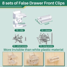 Juexica 24 Pairs False Cabinet Front Clip False Front Clips False Drawer Front Clips Sink Tip Out Snap False Front Cabinet Clips Sink Clips with Screws and Screwdrivers for Hardware Replacements