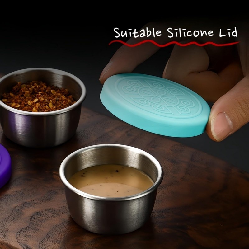 AiFunT 6pcs 2.4 Oz 40ml mini Stainless Steel Condiment Containers